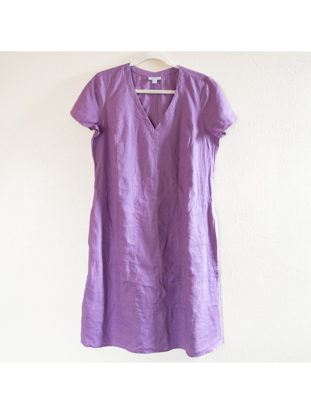 J.Jill Love Linen V Neck Shift Dress Purple Coastal Old Money Womens S Tall